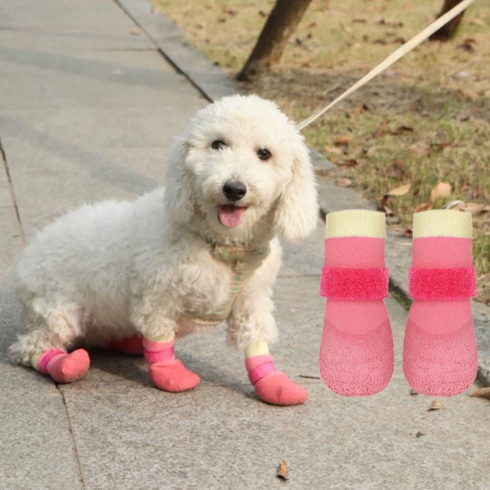 4 шт./компл. дышащие водонепроницаемые носки для собак с мягкой подошвой для ножек домашних животных для прогулок на открытом воздухе