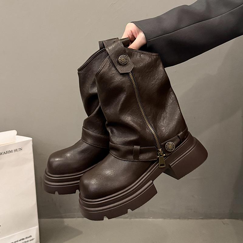 Женские ботинки Мартин на толстой подошве 2025 осень-зима новые британский стиль взрыв маленькие облегающие короткие ботинки Майяр V-образные ботинки