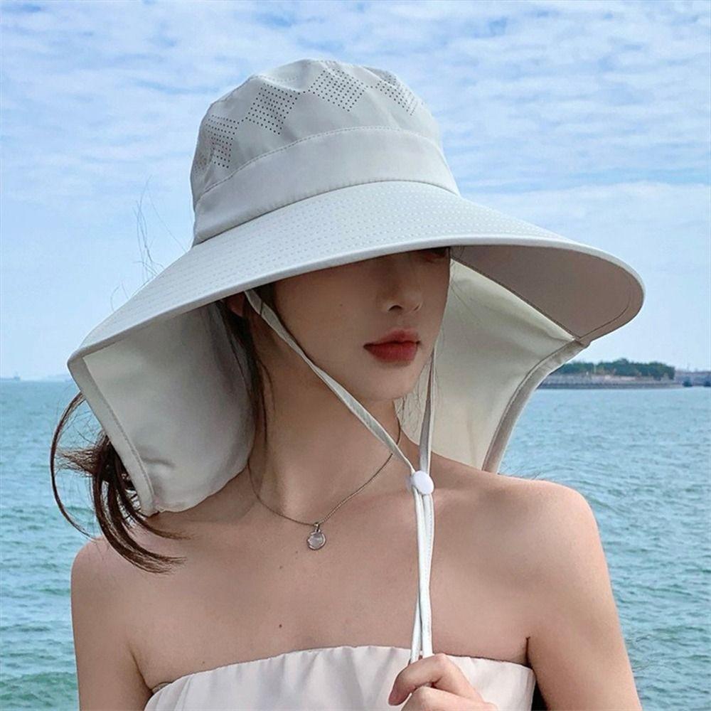 Wide Brim Shawl Fisherman Hat Anti UV Bucket Hat Fashion Panama Cap Outdoor Sports