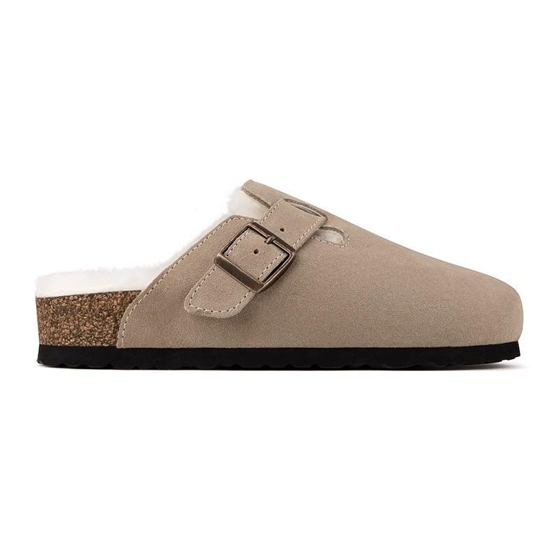 Туфли Gu Yunshu Retro Boken женские 2025 года, новые толстые подошвы Baotou One Pedal, осенние и зимние плюшевые тапочки, верхняя одежда