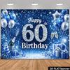 Двумерный сверкающий фон для 60-летия - Сине-серебряный баннер с конфетти для фотосессии на 60-летие