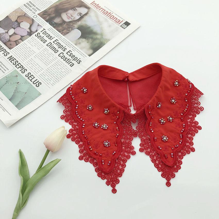 White Fake Collar for Women Shirt Blouse Necklace Candy Color False Collar Handmade Beads Detachable Sweater Collars Decor