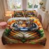 3pcs Tiger Flame Design Bedding Set - 1 Duvet Cover + 2 Pillowcases(Core Not Included), Machine Washable Polyester yy251216178