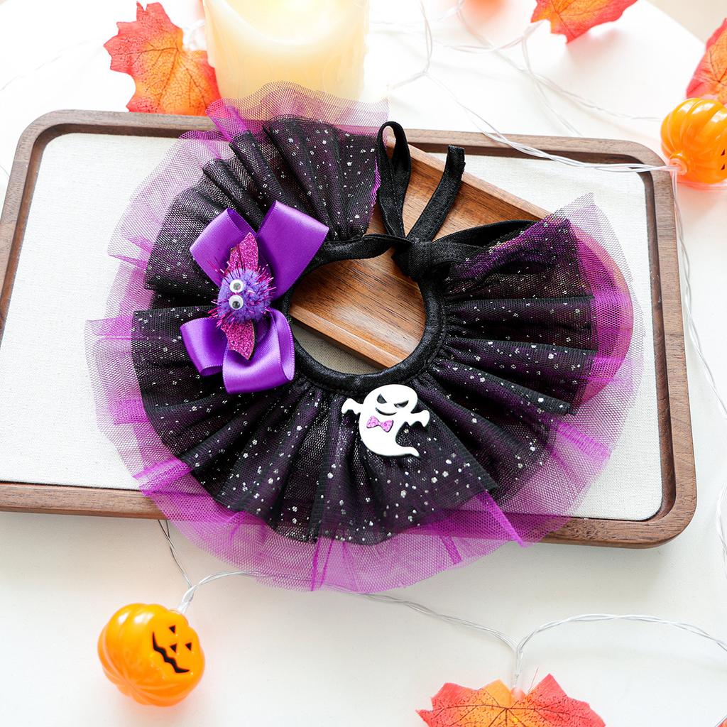 Маленькие ошейники для собак, шарф для питомца, аксессуары для ошейника, ожерелье, слюнявчик, собака, кошка, Хэллоуин, кружево, волшебник, тыква, марлевый шарф, товары для питомцев