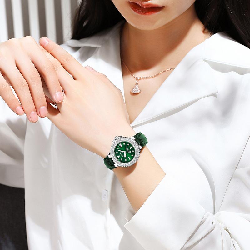 Модные женские часы Diamond Green Water Ghost женские часы с календарем на поясе