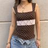 2026 Женский ретро топ-майка без рукавов в горошек, облегающий, с квадратным вырезом