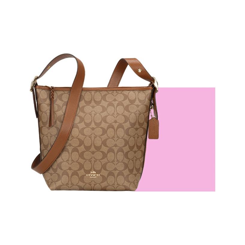Coach 23 New Fashion Zipper Closure Leather Shoulder Bag Women Shoulder Bag Khaki Multicolor C2819-IMS5U