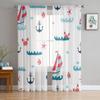 Children 'S Sailboats Starfish Anchor Sheer Curtain For Living Room Modern Voile Tulle Window Curtains For Bedroom Kitchen Drapes