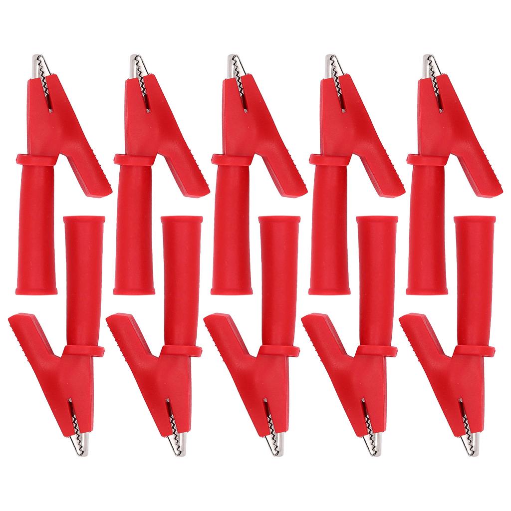 10Pcs Test   Crocodiles Clip Brass PVC Insulated Safety Multimeter Clips for 4mm Banana PlugRed