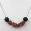 Stones and Minerals. 8 Mm Brazilian Ruby + Lava Pearl Necklace. Steel Chain Necklace Women, Men. Customizable Size.