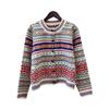 Цветной жаккардовый свитер-куртка осень и зима новый ретро круглый вырез мягкий восковой вязаный кардиган топ женский