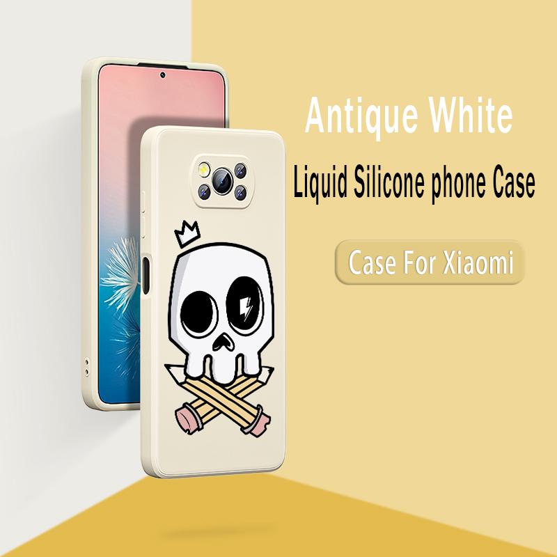 Милый череп с мультяшным рисунком для Xiaomi 6X CC9 E A3 Lite A2 Mix 3 4 Poco X3 NFC X2 M2 C3 M3 Pro F3 GT, жидкий силиконовый чехол для телефона