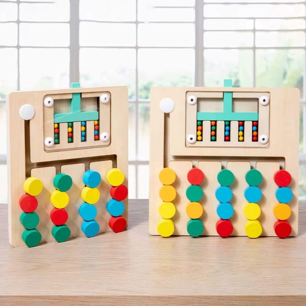 Wooden Montessori Sliding Puzzle Board Rolling Bead Wooden Rolling Toy Boy and Girl