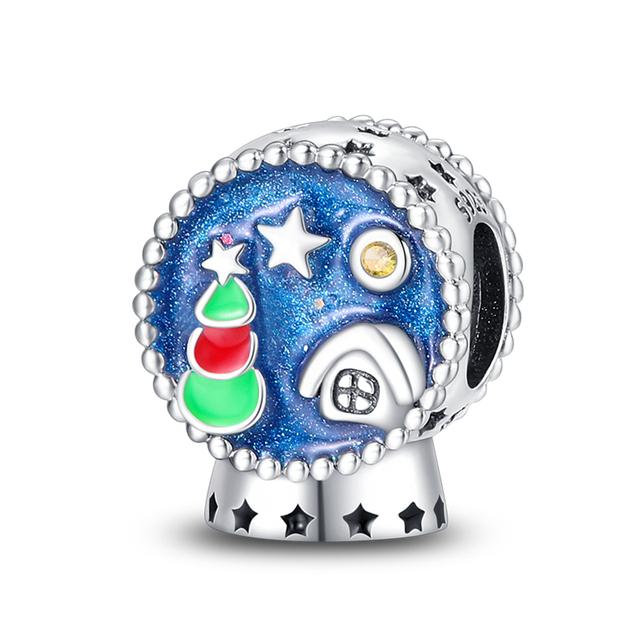 Рождественский подарок Подвески из бисера из стерлингового серебра 925 пробы Снежинка Лось Санта-Клаус Подвеска в виде рождественской елки Подходит для оригинального нового браслета Ювелирные изделия