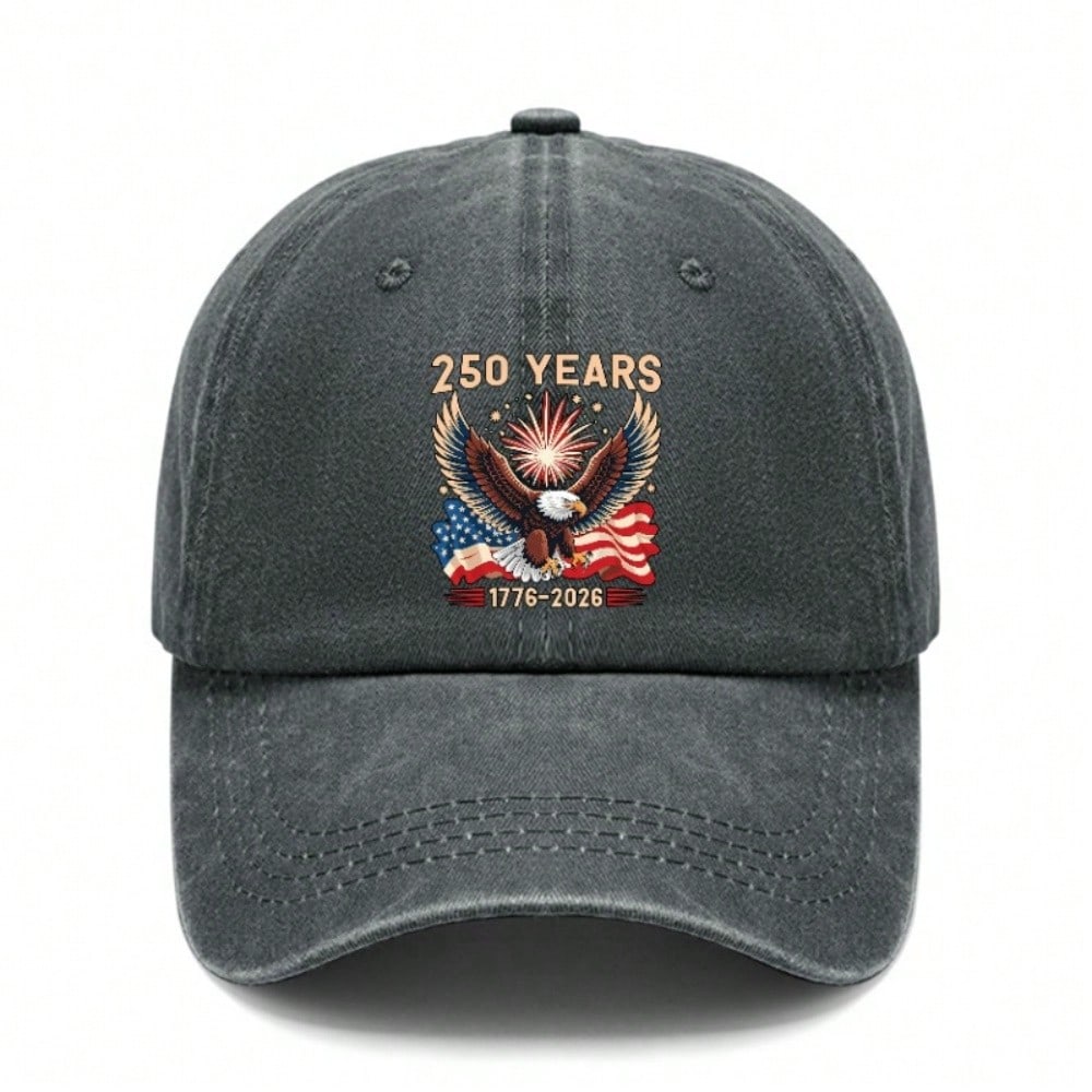 Patriotic Baseball Cap 2026 Unisex "250 YEARS" Eagle Flag Print Polyester Adjustable Sun Hat Breathable Lightweight Casual Outdoor Sports Patriotic