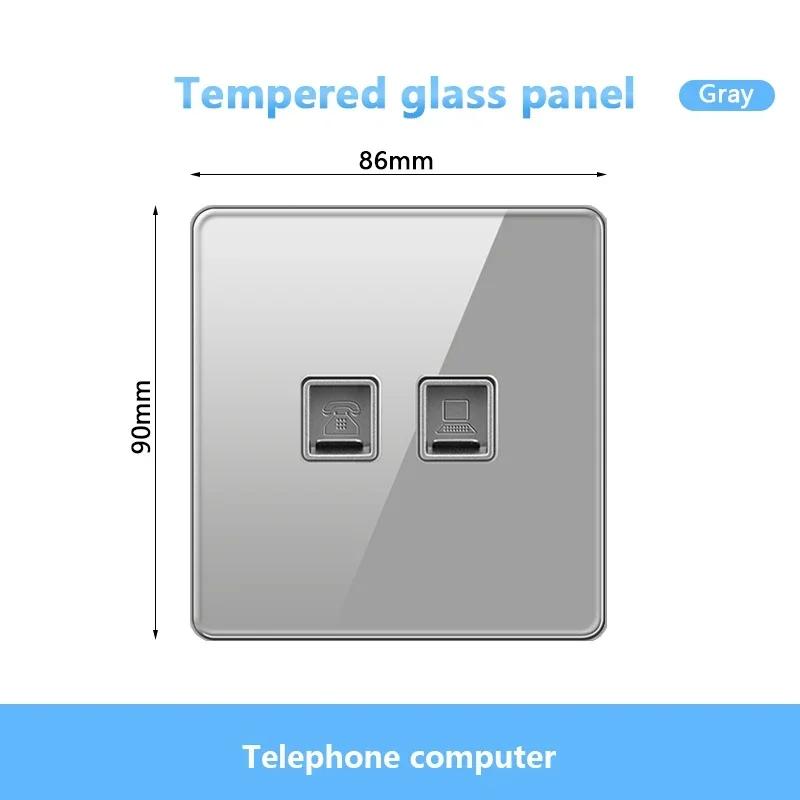UK 13A Doublel usb электрическая розетка настенный светодиодный выключатель, серое стекло универсальный Type-c 18 Вт интеллектуальная быстрая зарядка розетка питания вилка