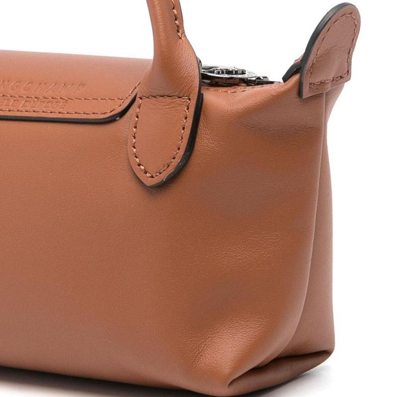 Longchamp Le Pliage Xtra Logo Zipper Closure Crossbody Shoulder Bag Leather Mini Women bags Brandy 34205987504