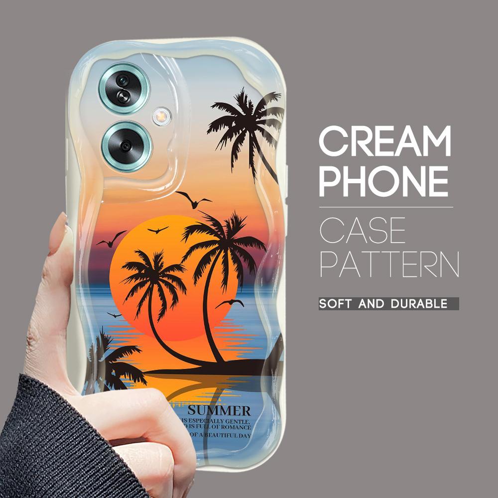 Милый мультяшный узор, кремовая текстура, мягкий силиконовый чехол с волнистыми краями, чехол для телефона для OPPO Reno Realme