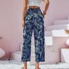 Women's Fashionable Floral Print Pants With Elastic Waist And Wide Legs Casual  Pants