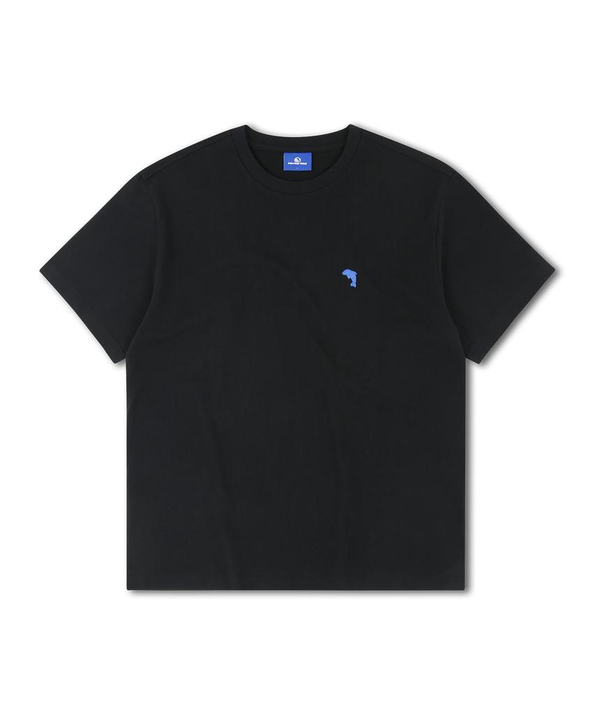 DOLPHIN WAVE APPAREL [2Pack] Dolphin Mini Chain Embroidery 16-Count Short Sleeve T-Shirt Black & Black 2-Pack