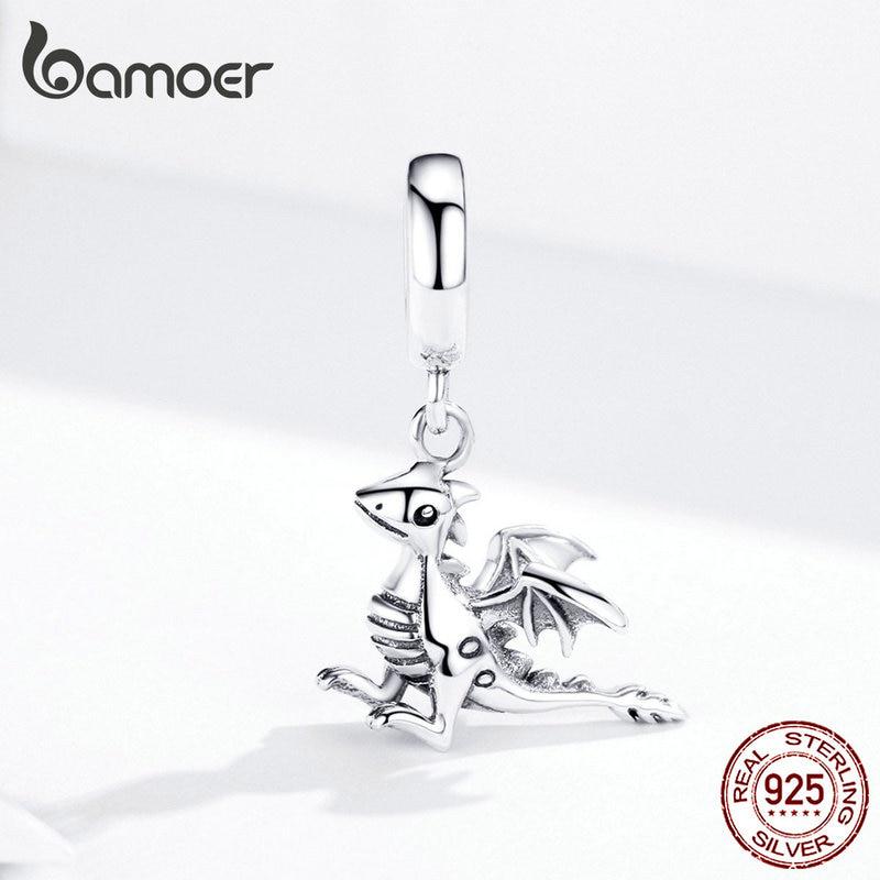 Подвеска BAMOER 3D Drogon Smaug, стерлинговое серебро 925 пробы, оригинальные подвески, подходят для браслета, ожерелья
