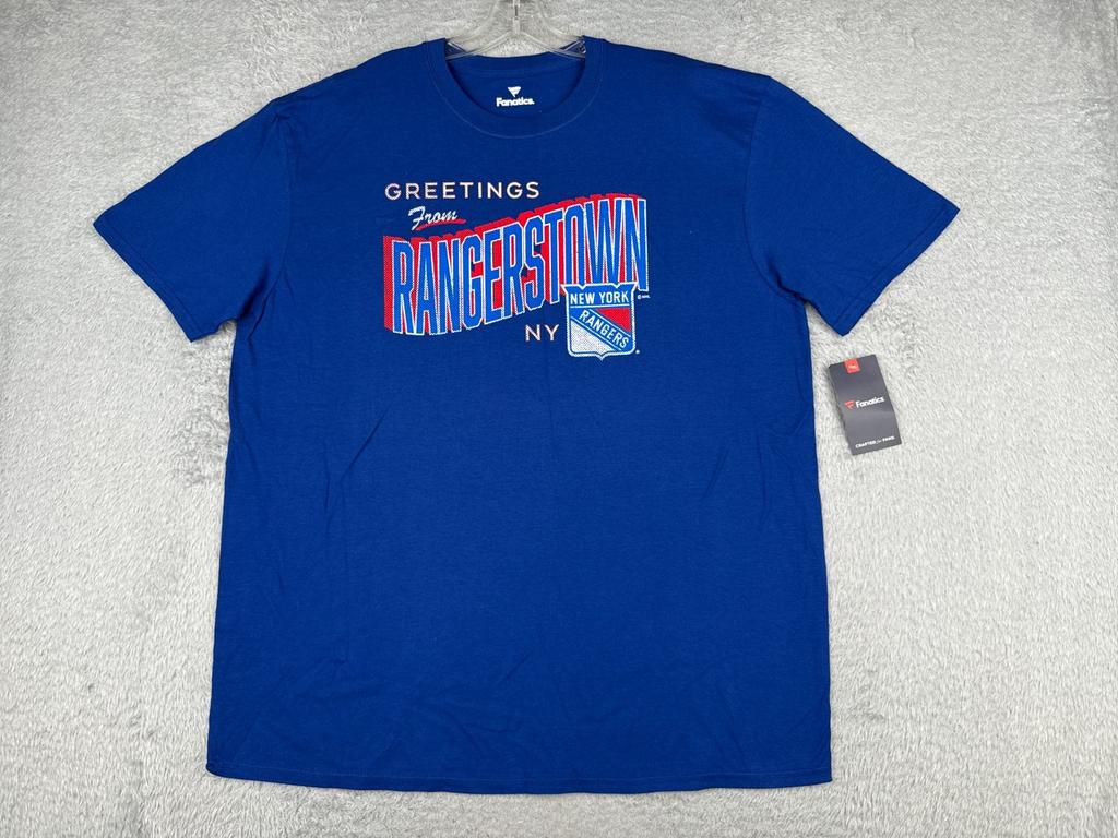 Хоккейная футболка New York Rangers для взрослых 2XL XXL Синяя Привет из Rangertown НОВАЯ Унисекс Футболка