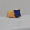 Square Cab Blue Lapis Lazuli 925 Sterling Silver Yellow Gold Plated Ring Jewelry