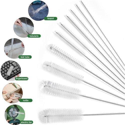 10-Piece Cup Brush Set, Ultra-Fine, for Cleaning Narrow-Nose Bottles, Straws, and Hoses, Long Tube, and Crevice Brush for Cleaning Kitchen Spouts