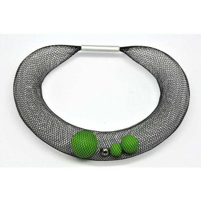 Necklace Ciambella Grande - Mesh and Apple Green Polymer