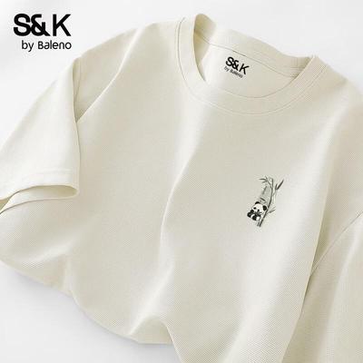 Мужская футболка Baleno S&K с вафельной вязкой, устойчивая к складкам, с круглым вырезом