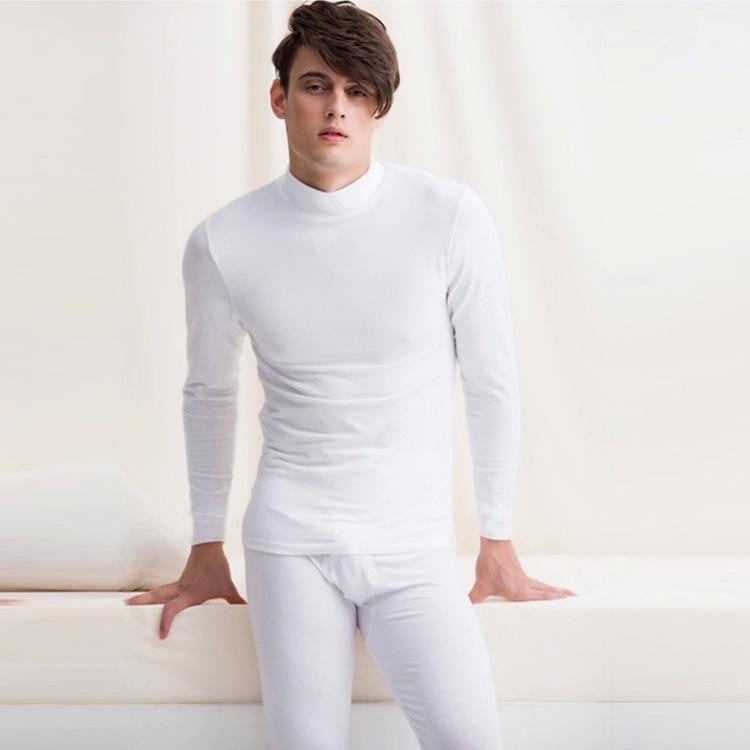 Men's Medium Turtleneck Thermal Underwear Set with Velvet, Autumn/Winter Dad Suit