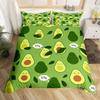 Avocado Bedding Set Full Queen Galaxy Comforter Cover for Kids Teen,Kawaii Fruit Duvet Cover Cartoon Tropical Food Bedroom Decor