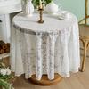 Vintage Flower Lace Mesh Tablecloth White Tassel Lace Hollow Tablecloth, Fabric Polyester Rectangle/Round Decorative Tablecloth