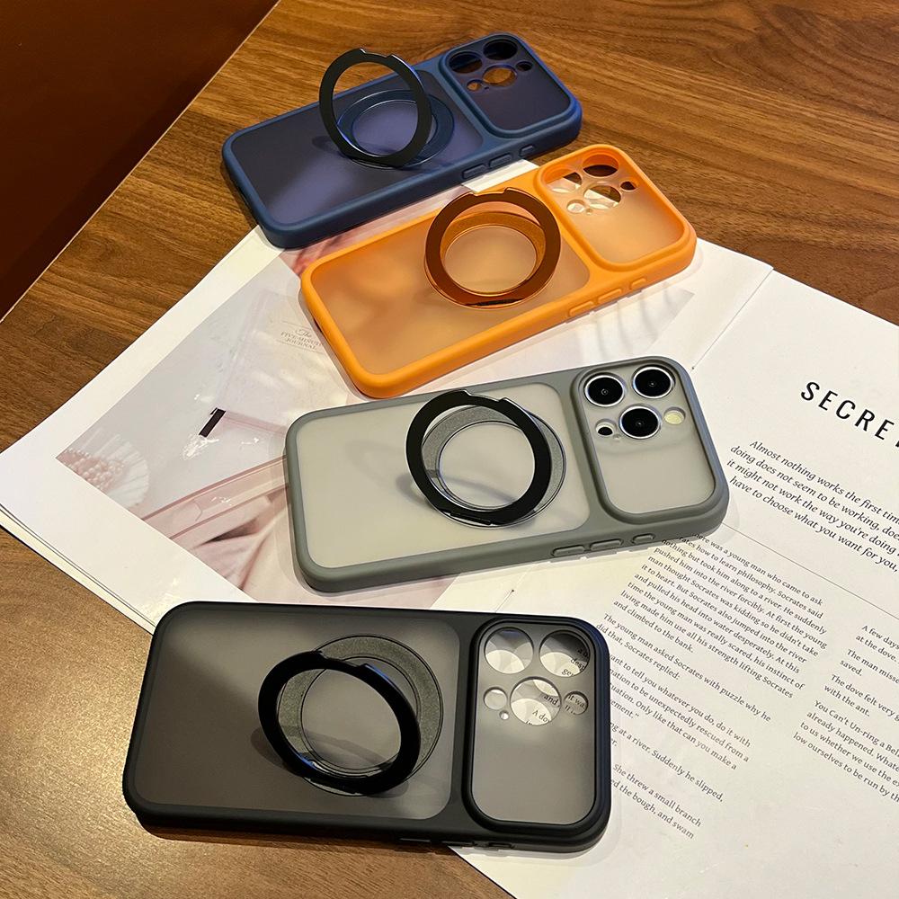 Rotating Bracket Magnetic Suction Acrylic Case for for 16/17 Pro Max Large-Hole Matte Ins Style Design
