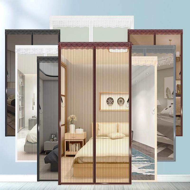1 Set Summer Door Screen Net Anti Mosquito Insect Fly Bug Curtains Net Automatic Closing Door Screen Kitchen Curtains Magnet Net