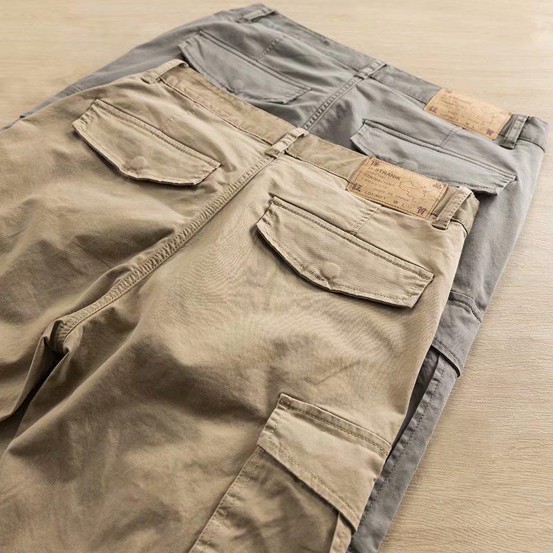 Men's Korean Style Trendy Loose-Fit Overalls: Autumn Casual Straight Pants with Multiple Pockets