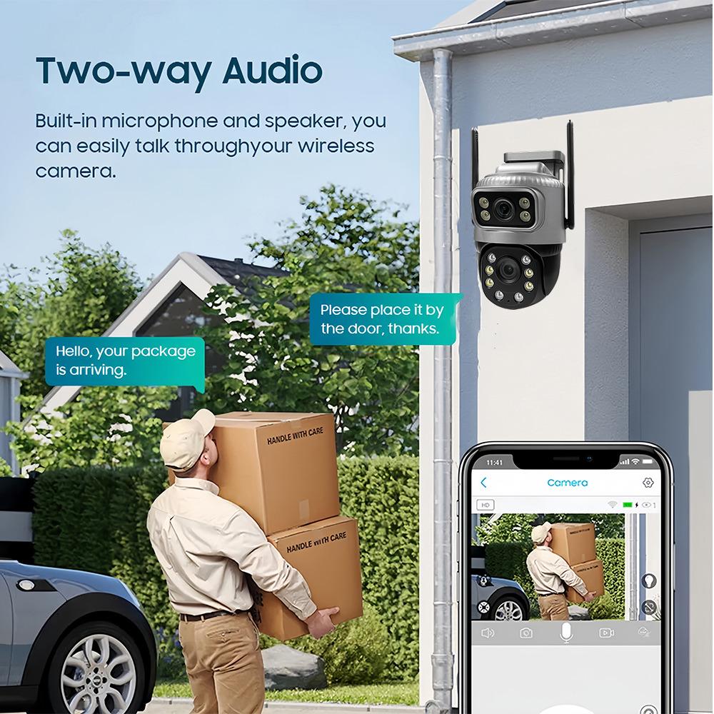 8-мегапиксельная 4K PTZ IP-камера для наружного использования с двумя объективами, двумя экранами, 4G SIM-картой, высокой четкостью, искусственным интеллектом, обнаружением человека, видеонаблюдением