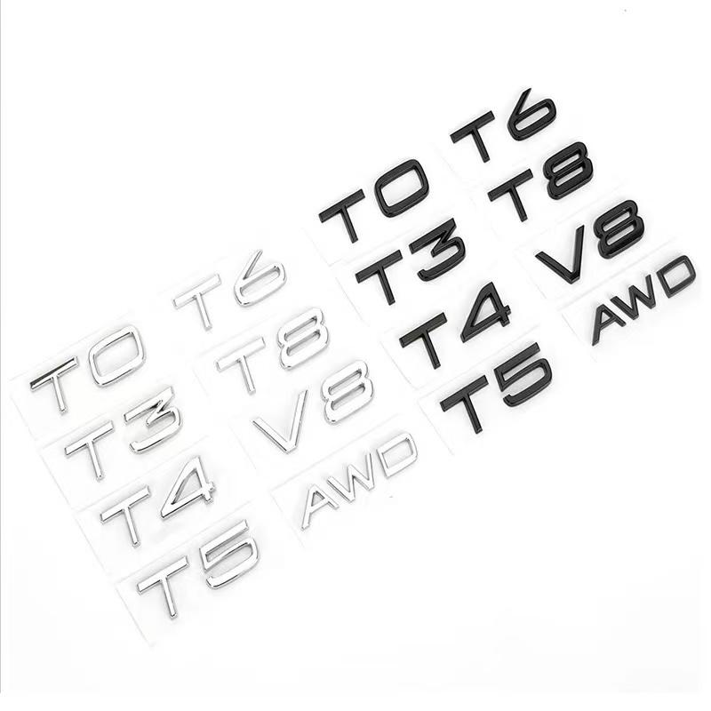 3D Chrome ABS T0/T3/T4/T5/T6/T7/T8/V8 AWD Lettering Emblem Trunk Badge For XC40 XC60 XC70 XC90