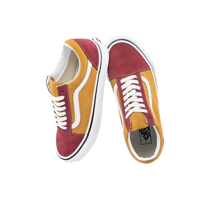 Vans Стиль 36 Old Skool Dx Амортизирующие Прочные Легкие Дышащие Низкие Скейт-Кеды Унисекс Кроссовки Красный Желтый VN0A54F34SA
