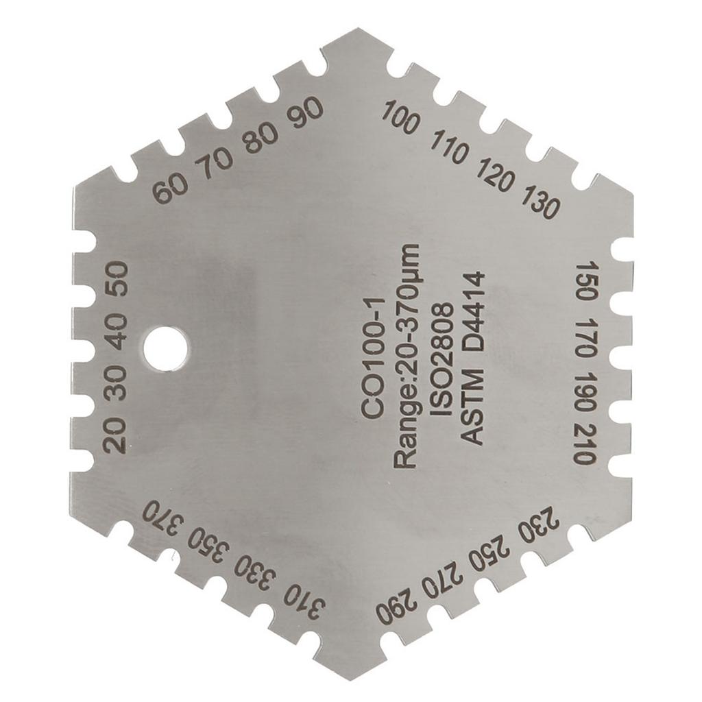 CO1001 20370um Stainless Steel Hexagonal Wet Film Comb Card Thickness Gauge Meter