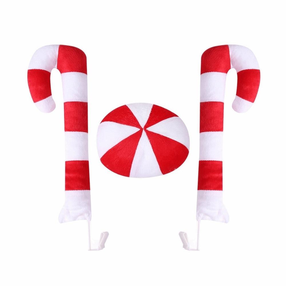 3Pcs/Set Cane Candy Cane Candy Vehicle Decor Cute Christmas Car Decorations Exterior Accessories