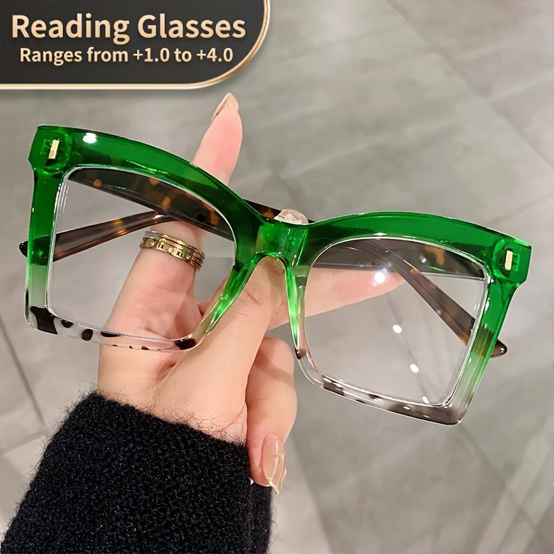 1-Pair ShowCute Reading Glasses - Vintage Cat-Eye Magnifying Glasses with +1.00 To +4.00 Prescription, Green-Tinted Frames