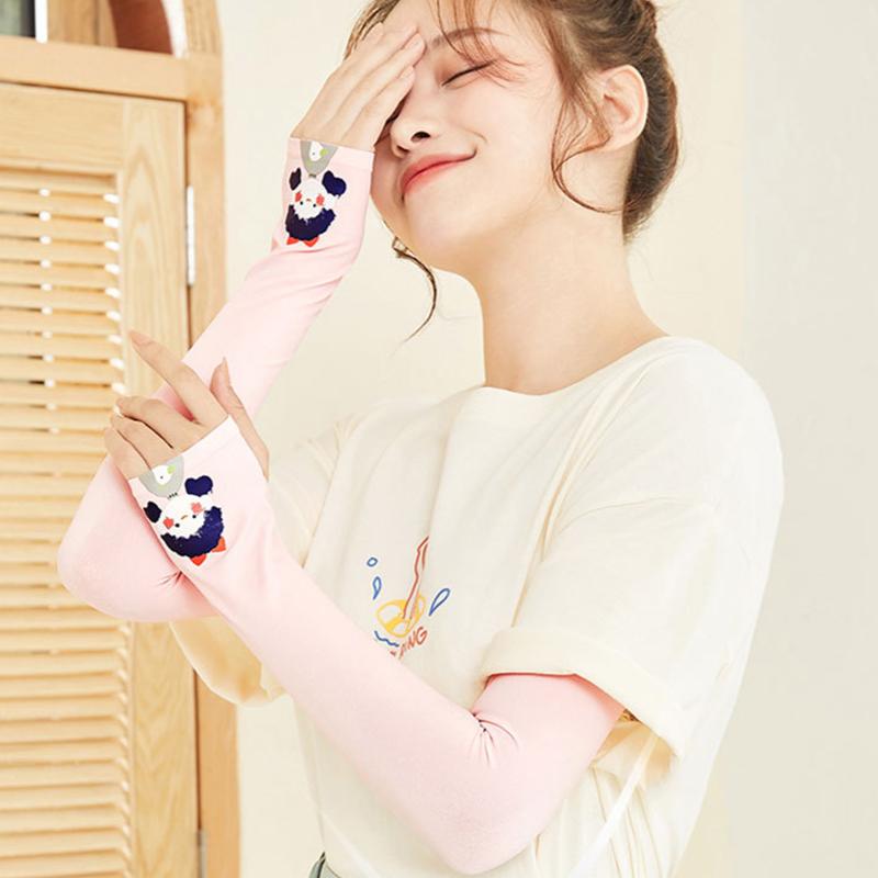 Летний солнцезащитный рукав, многоцветная защита рук для защиты от комаров, езда, мультяшная леди, вождение, ледяной шелк