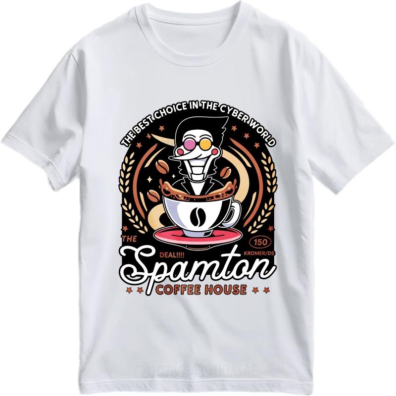Stylish For Her Summer Tshirt Cyber Coffee Robot Cup Design Logo Short Sleeve Solid Color Oneck For Her Tee Shirt Man Tee Shirt