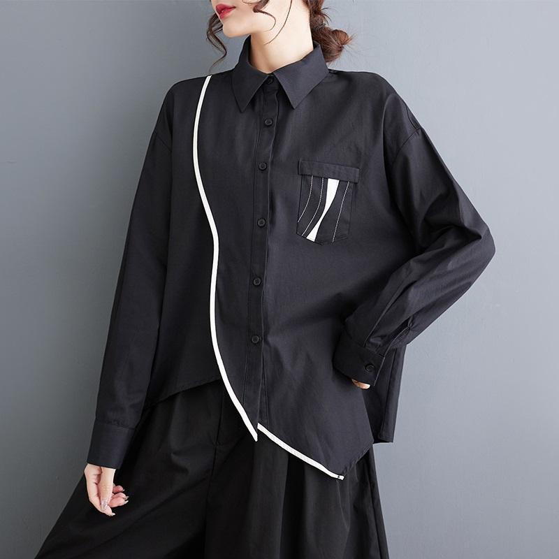 Long Sleeve Plus Size Vintage Shirts & Blouses for Blouse Casual Loose Spring Autumn Tops Women Button Up Shirt