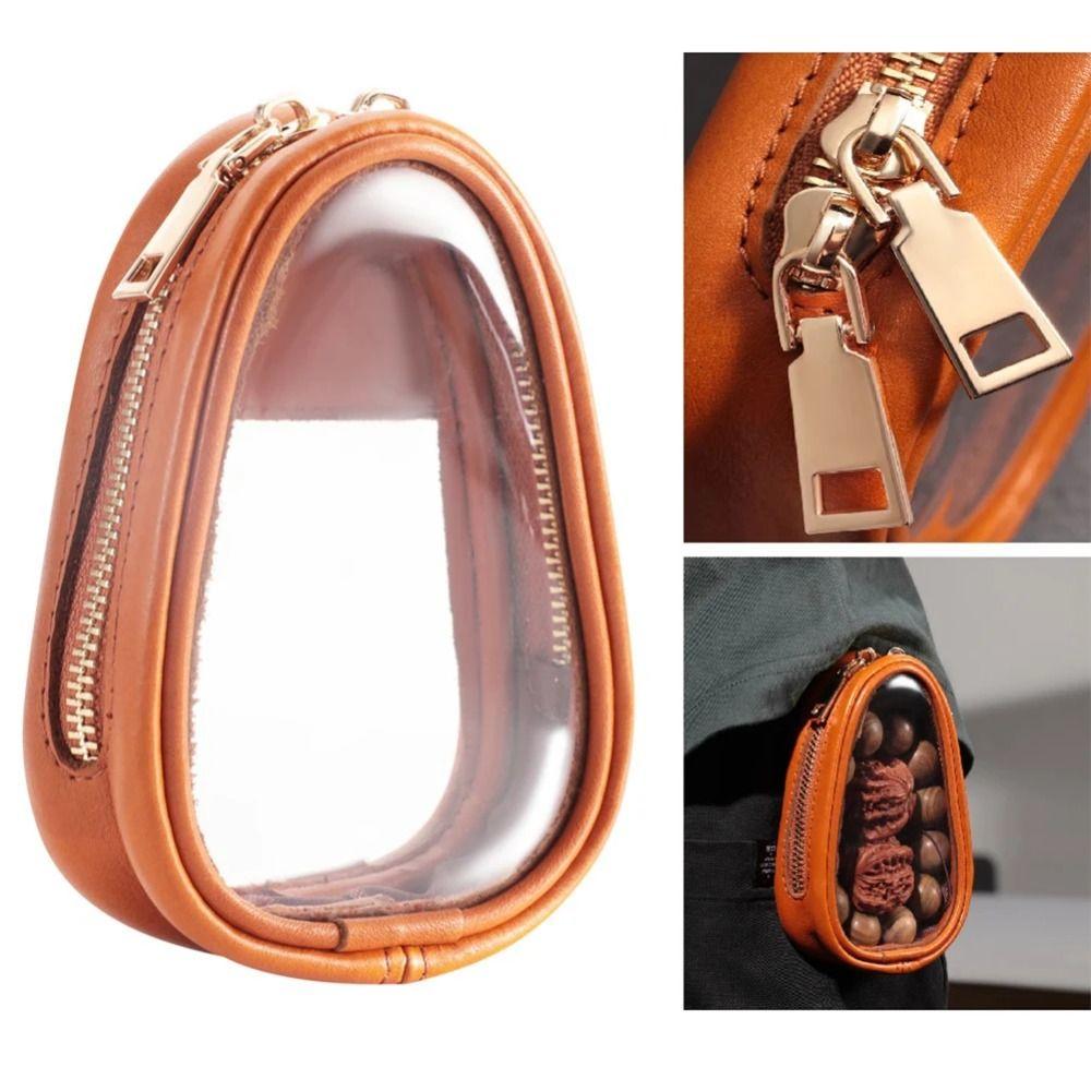 Transparent Design Jewelry Organizer Bag Leather Material Waterproof Jewelry Bag  Hand String