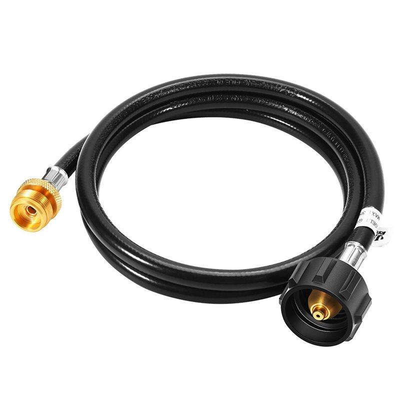 QCC Propane Tanks Adapter Hose 6 Ft Length For Easy Connection From 20Lb To 1Lb Great For Outdoor Cooking Camping Supply