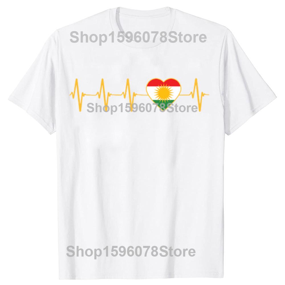 Смешные футболки с сердцебиением Курдистана для мужчин и женщин, из чистого хлопка, с юмором, уличная одежда, футболка с коротким рукавом, унисекс