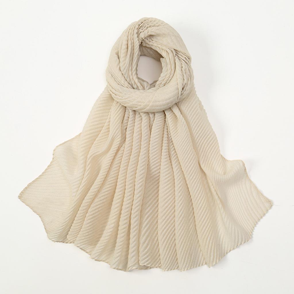 Big Size Pleated Shimmer Cotton Hijab Scarf For Women Muslim Long Shawls Solid Headscarf Wraps Islamic Headband Turban 180*90cm