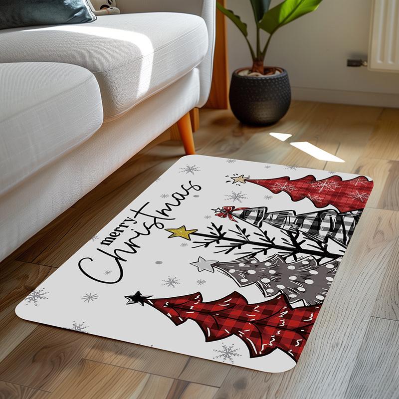 Рождественский тематический диатомитовый коврик для ванной, нескользящий, впитывающий коврик для пола для дома, прихожей, ванной комнаты, праздничный декор